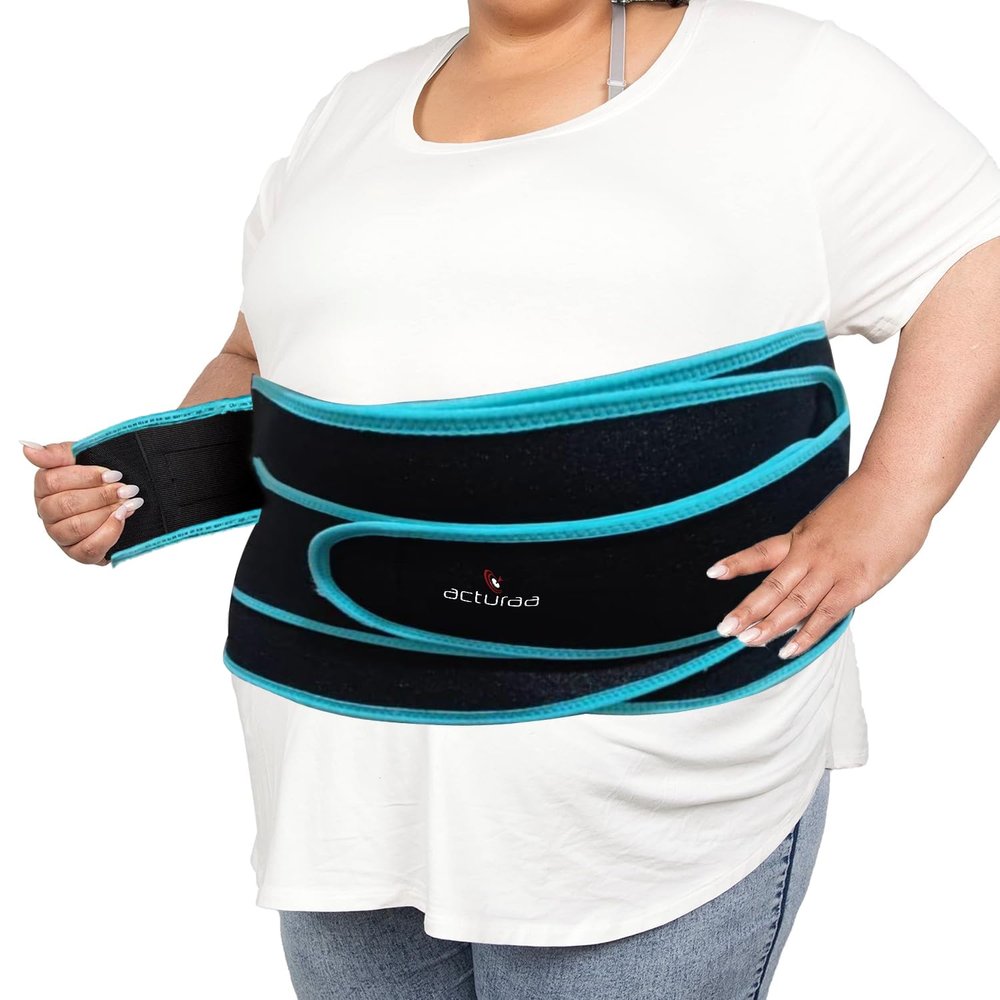 acturaa Plus Size Back Brace for Woman and Man - Large Lower Back Support with Straps and Compressions, Herniated Disc Back Pain Relief, Abdominal Binder (Plus Size) (40-52 Inches)