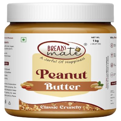 Bread's Mate Peanut Butter 1kg Jar | High Protein | Naturally Gluten Free | No Artificial Ingredients or Additives | Trans Fat-Free (Classic Crunchy)