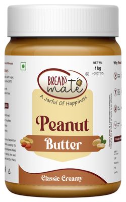 Bread's Mate Peanut Butter 1kg Jar | High Protein | Naturally Gluten Free | No Artificial Ingredients or Additives | Trans Fat-Free (Classic Creamy)