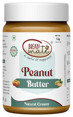 Bread's Mate Peanut Butter 1kg Jar | High Protein | Naturally Gluten Free | No Artificial Ingredients or Additives | Trans Fat-Free (Natural Creamy)