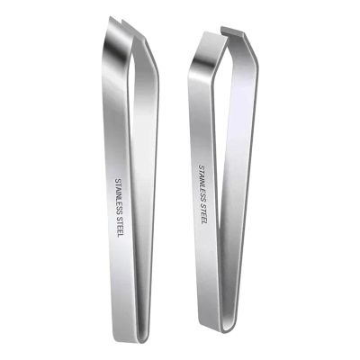ATORSE 2x Fish Bone Tweezers Manual Portable Plucking Clamp Flat and Slant Tweezers