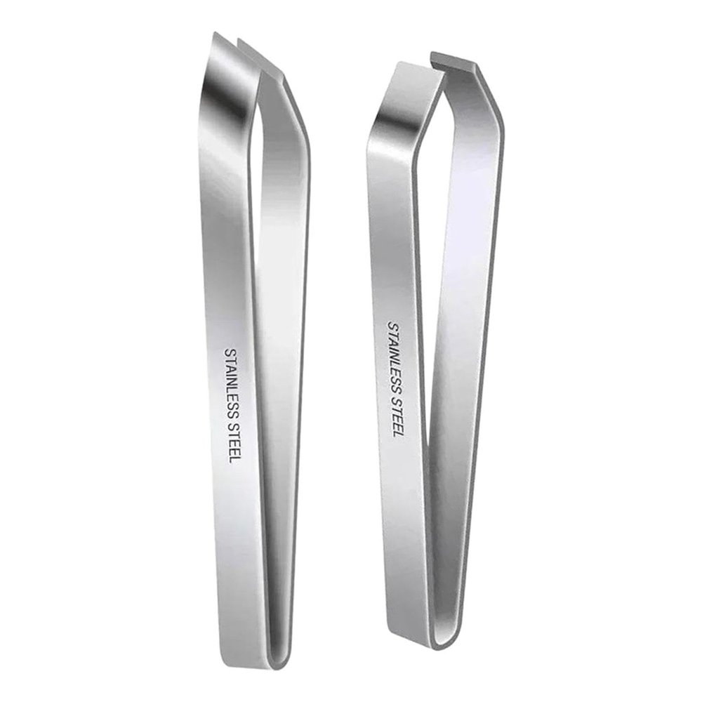 ATORSE 2x Fish Bone Tweezers Manual Portable Plucking Clamp Flat and Slant Tweezers