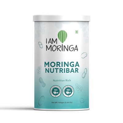 I am Moringa Nutrition Nutri Bar 160 gm with Goodness of Jaggery Peanuts & Moringa Leaves Healthy Superfood Rich in Vitamins with No Added Preservatives Pack of 2