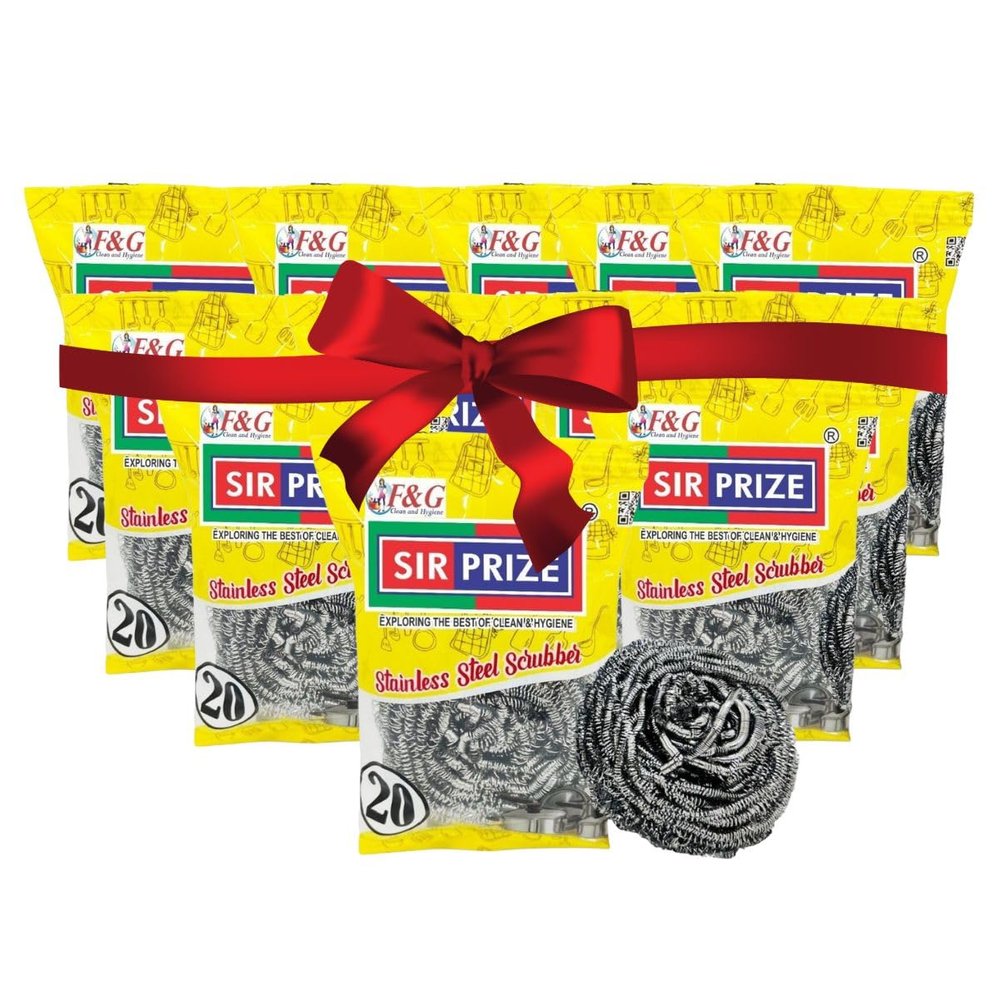 Sir Prize Stainless Steel Scrubber | Metal Scouring Pad | Steel Wool | Home and Kitchen Cleaning | Useful for Dishes, Kadai, Cookware | Effective on Tough Stains and Dirt 20 Grams (Pack of 12)