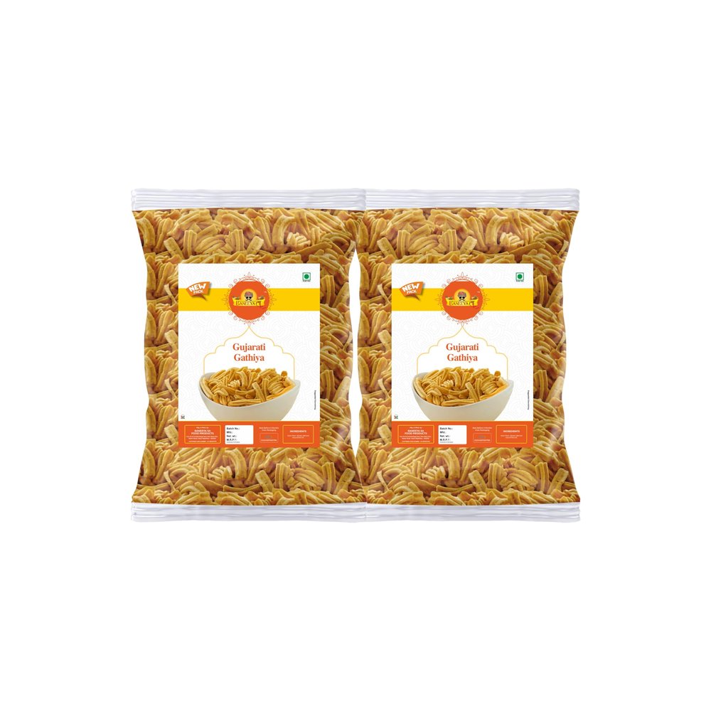 Baneeya Sa Gandhinagar Makhania Gathiya | champakali gathiya gujarati Special Besan Ajwain Soft Sticks | Gathiya Farsan | Made In Groundnut Oil Anytime Healthy Snack-350g*2Pack