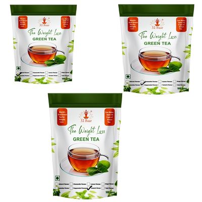 32 Baar Lemon & Ginger & Turmeric Flavoured Tea Combo | Herbal Infusion Green Tea Leaves | Relaxing & Refreshing | Perfect for Stress Relief & Immunity Boost | All-Natural Ingredients
