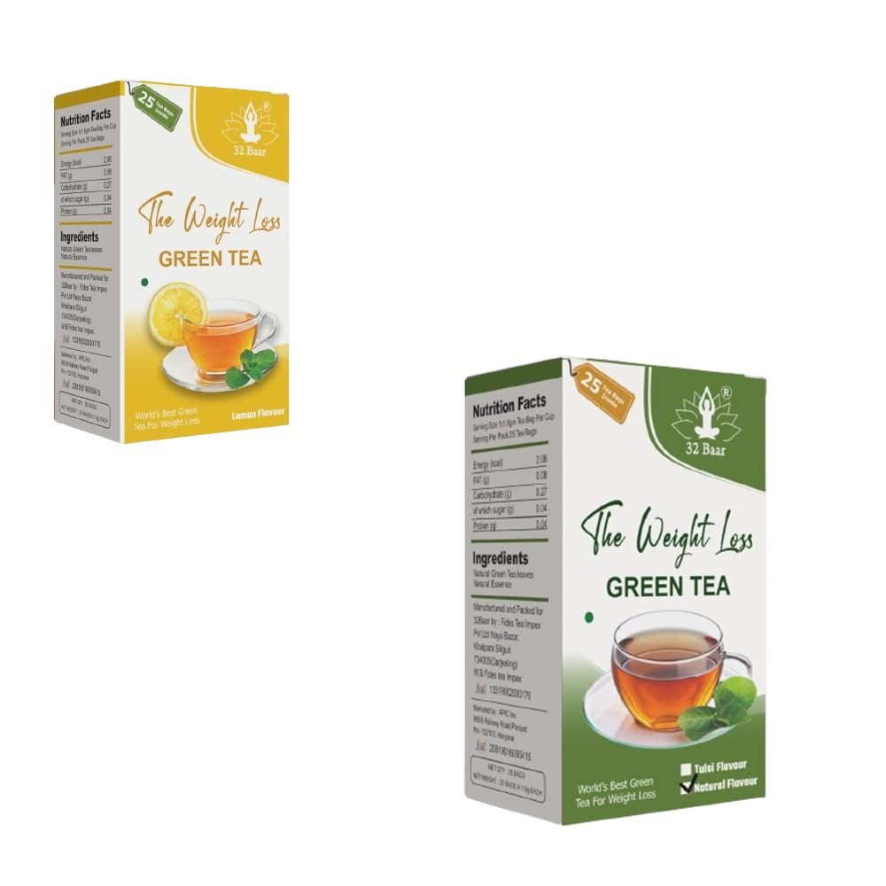 32 Baar Lemon & Natural Tea Bag Combo | Herbal Infusion Tea Bags | Relaxing & Refreshing | 25 Tea Bags Each | Perfect for Stress Relief & Immunity Boost | All-Natural Ingredients