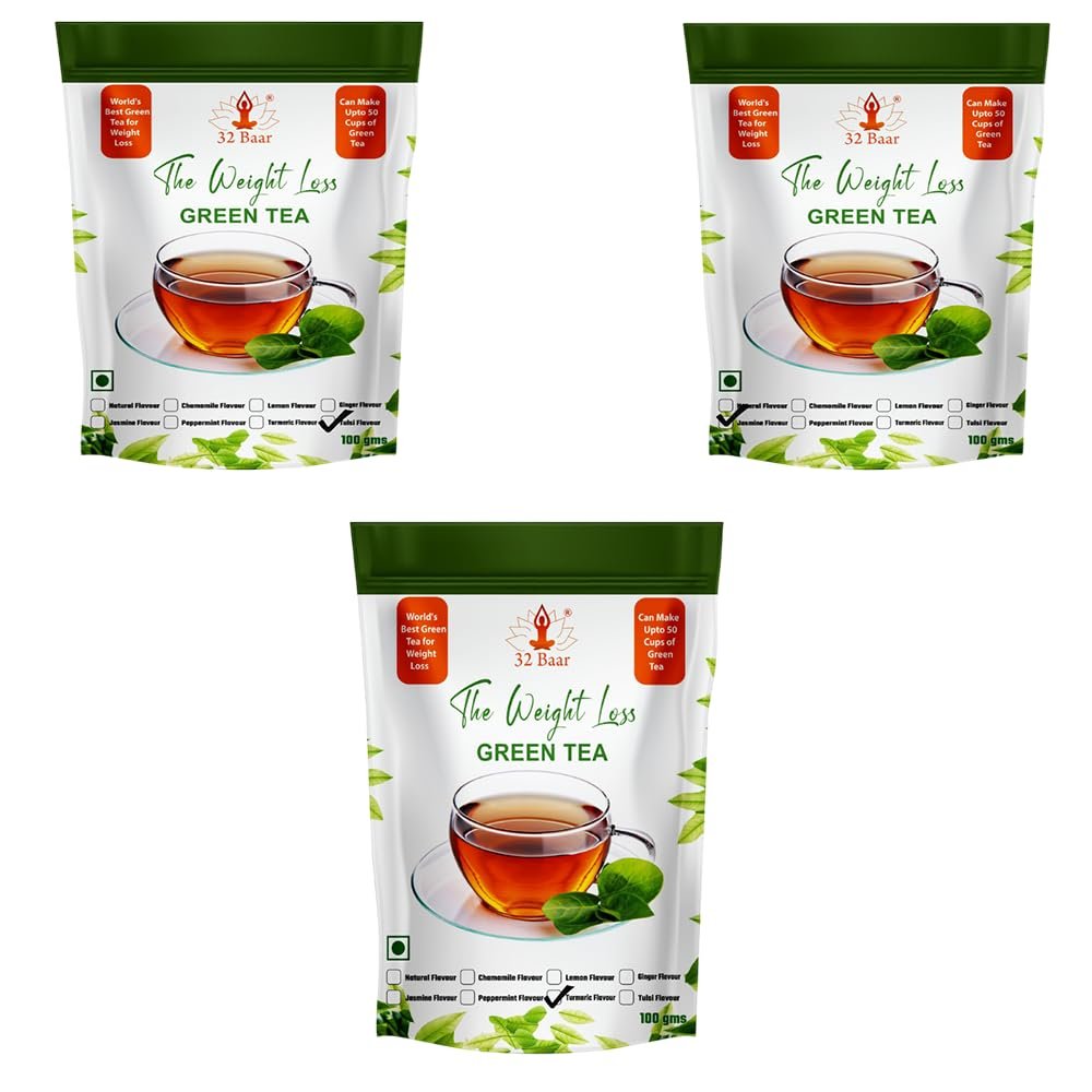 32 Baar Lemon & Natural & Ginger Flavoured Tea Combo | Herbal Infusion Green Tea Leaves | Relaxing & Refreshing | Perfect for Stress Relief & Immunity Boost | All-Natural Ingredients