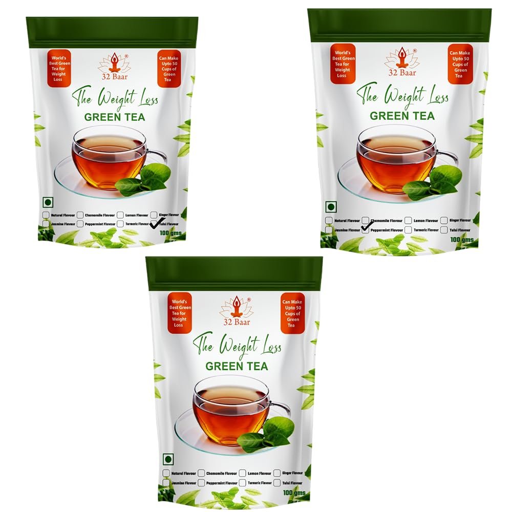 32 Baar Lemon & Natural & Peppermint Flavoured Tea Combo | Herbal Infusion Green Tea Leaves | Relaxing & Refreshing | Perfect for Stress Relief & Immunity Boost | All-Natural Ingredients