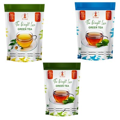 32 Baar Chamomile & Natural & Turmeric Flavoured Tea Combo | Herbal Infusion Green Tea Leaves | Relaxing & Refreshing | Perfect for Stress Relief & Immunity Boost | All-Natural Ingredients