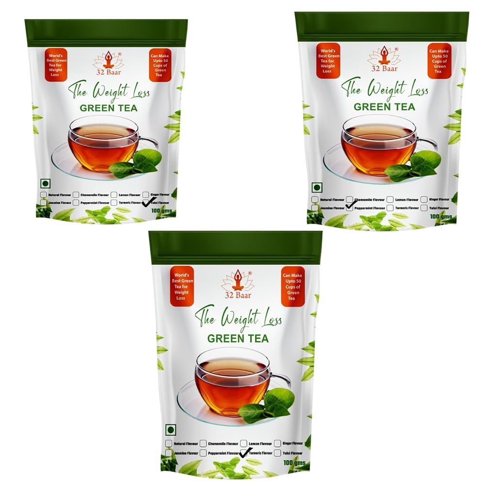 32 Baar Lemon & Natural & Jasmine Flavoured Tea Combo | Herbal Infusion Green Tea Leaves | Relaxing & Refreshing | Perfect for Stress Relief & Immunity Boost | All-Natural Ingredients