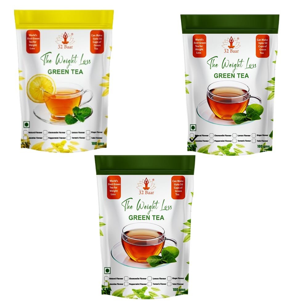 32 Baar Lemon & Tulsi & Natural Flavoured Tea Combo | Herbal Infusion Green Tea Leaves | Relaxing & Refreshing | Perfect for Stress Relief & Immunity Boost | All-Natural Ingredients
