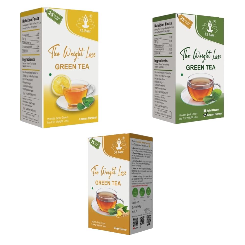 32 Baar Chamomile & Tulsi & Ginger Tea Bag Combo | Herbal Infusion Tea Bags | Relaxing & Refreshing | 25 Tea Bags Each | Perfect for Stress Relief & Immunity Boost | All-Natural Ingredients
