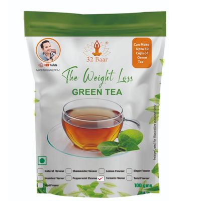 32 Baar Turmeric Flavour Tea | Herbal Infusion Green Tea | Relaxing & Refreshing | Perfect for Stress Relief & Immunity Boost | All-Natural Ingredients