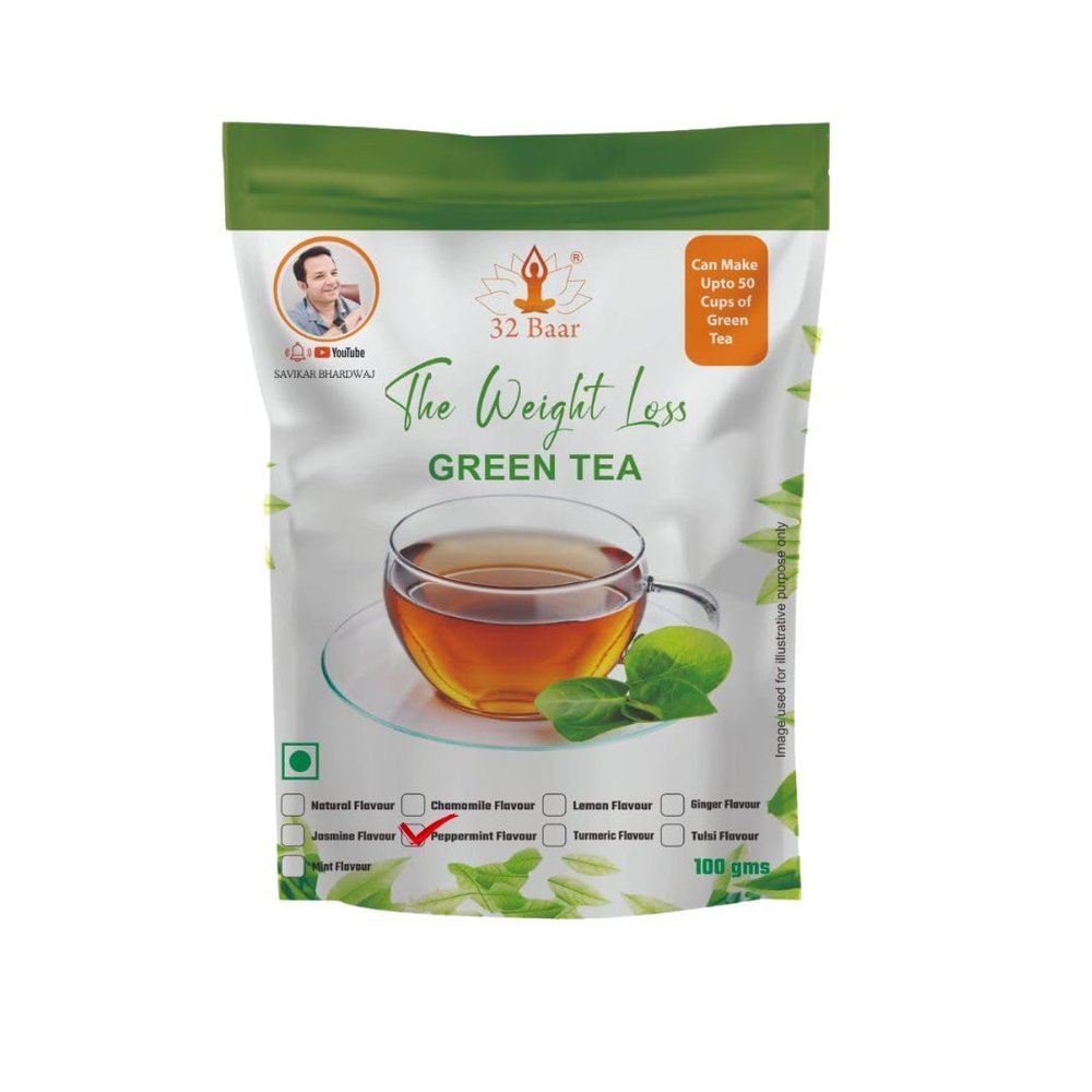 32 Baar Peppermint Flavour Tea | Herbal Infusion Green Tea | Relaxing & Refreshing | Perfect for Stress Relief & Immunity Boost | All-Natural Ingredients