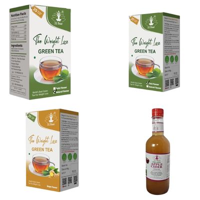 32 Baar Natural & Tulsi & Ginger Tea Bag + Apple Cider Vinegar Combo | Green Tea & Organic Apple Cider Vinegar | Antioxidant-Rich