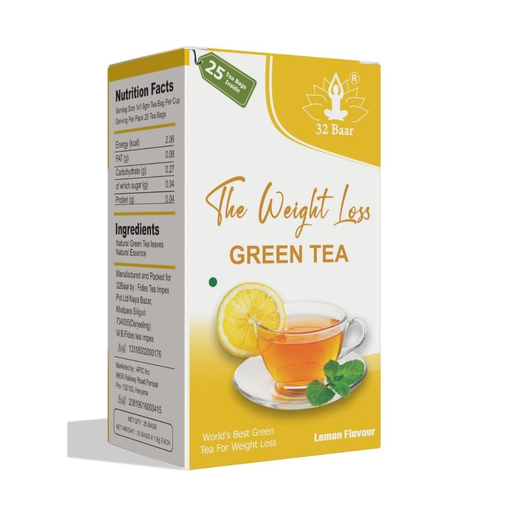 32 Baar Lemon Tea Bag | Herbal Infusion Green Tea | Relaxing & Refreshing | Perfect for Stress Relief & Immunity Boost | All-Natural Ingredients