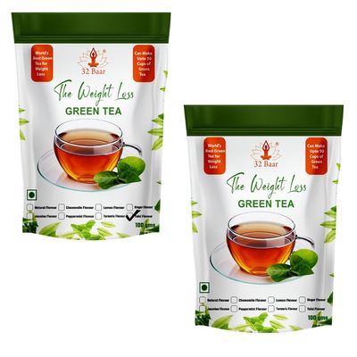 32 Baar Tulsi & Jasmine Flavoured Tea Combo | Herbal Infusion Green Tea Leaves | Relaxing & Refreshing | Perfect for Stress Relief & Immunity Boost | All-Natural Ingredients