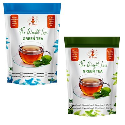 32 Baar Natural & Ginger Flavoured Tea Combo | Herbal Infusion Green Tea Leaves | Relaxing & Refreshing | Perfect for Stress Relief & Immunity Boost | All-Natural Ingredients