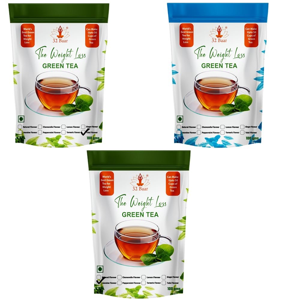 32 Baar Natural & Ginger & Peppermint Flavoured Tea Combo | Herbal Infusion Green Tea Leaves | Relaxing & Refreshing | Perfect for Stress Relief & Immunity Boost | All-Natural Ingredients