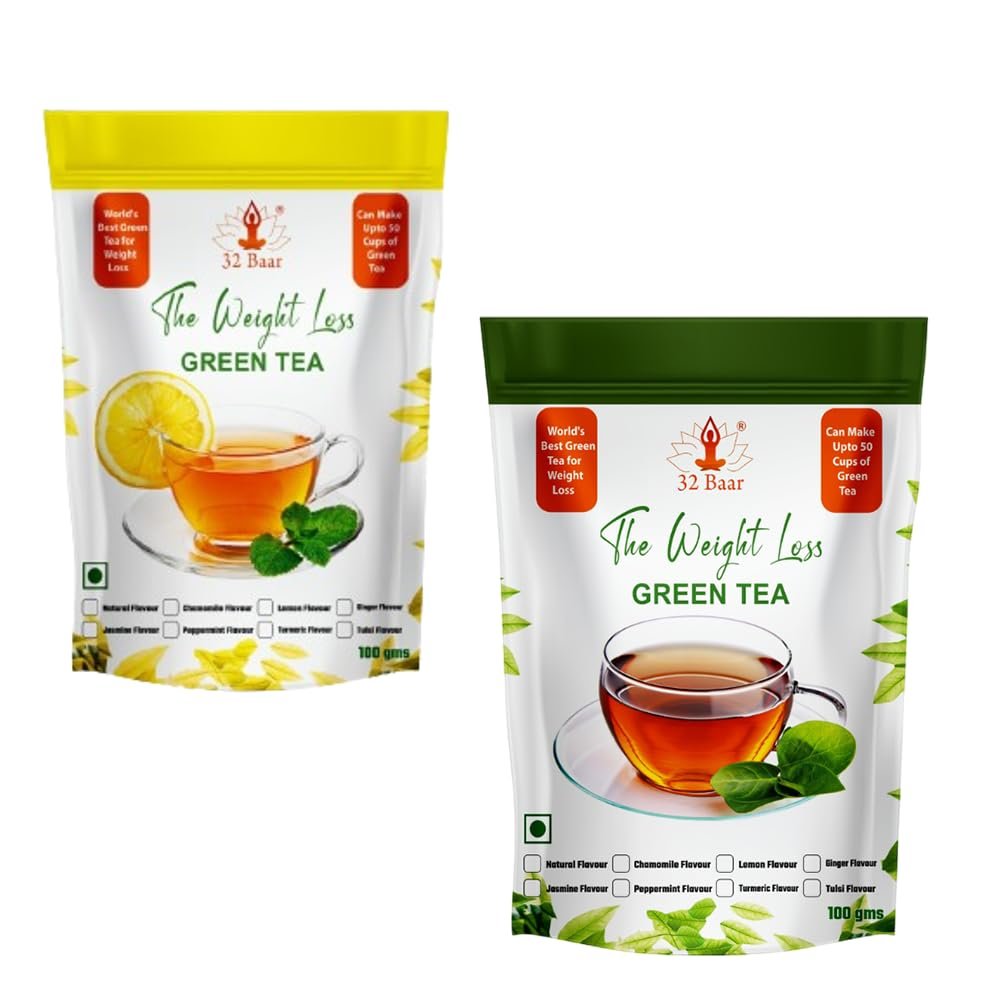 32 Baar Lemon & Jasmine Flavoured Tea Combo | Herbal Infusion Green Tea Leaves | Relaxing & Refreshing | Perfect for Stress Relief & Immunity Boost | All-Natural Ingredients