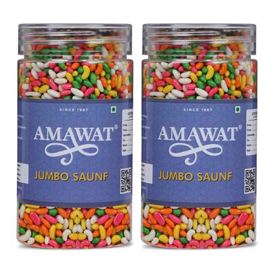 AMAWAT Jumbo saunf | Colorful Saunf Mukhwas (400 Grams; Pack of 2) | Digestive Mouth Freshener | Tasty Mouthfresheners | After-Meal Snack | Dry Mukhwas