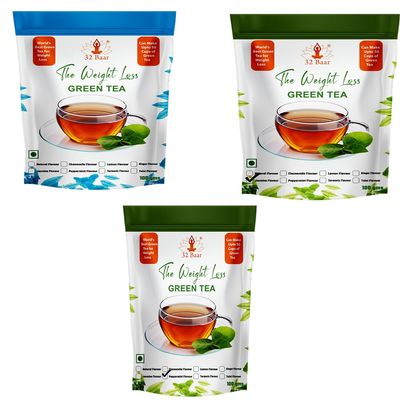 32 Baar Natural & Jasmine & Turmeric Flavoured Tea Combo | Herbal Infusion Green Tea Leaves | Relaxing & Refreshing | Perfect for Stress Relief & Immunity Boost | All-Natural Ingredients