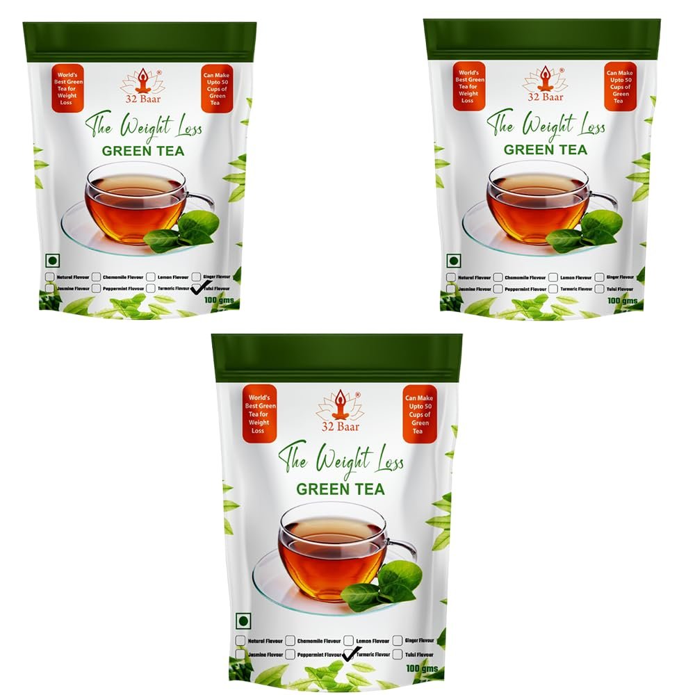 32 Baar Lemon & Natural & Turmeric Flavoured Tea Combo | Herbal Infusion Green Tea Leaves | Relaxing & Refreshing | Perfect for Stress Relief & Immunity Boost | All-Natural Ingredients