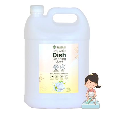 ECOROOT Natural Dish Cleaning Liquid Plant-Based Ingredients for Dishwashing Liquid, Baby Safe, Skin Safe, Pet Safe, Eco-Friendly, Non-Toxic, Utensil Cleaner Liquid (5000 ml)