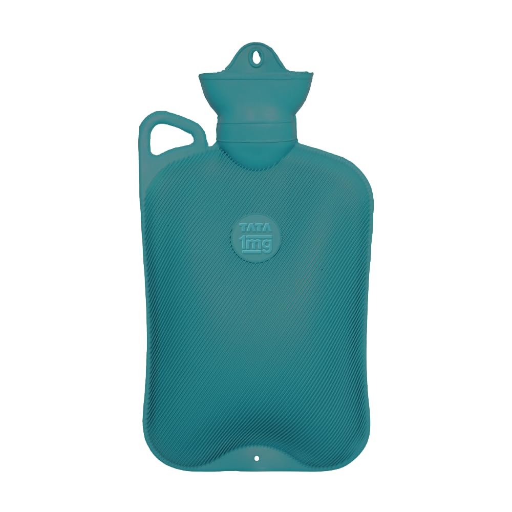 1MG TATA Hot Water Bag (2Ltr) | Heating Bag For Period Cramps & Pain Relief | Leak- Proof Design With Additional Washer & Fishtail Inlet| Long Heat Retention | For Back, Neck & Joint Pain | Teal
