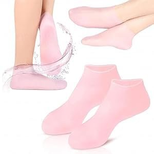 SEFLICA Silicone Socks For Women, Moisturizing Foot Socks, Soft Gel Socks, Aloe Socks, Women Spa Pedicure Socks Multicolor (Silicon socks, 1, count) (Thin Gel Socks, 1 Pair, Pink)