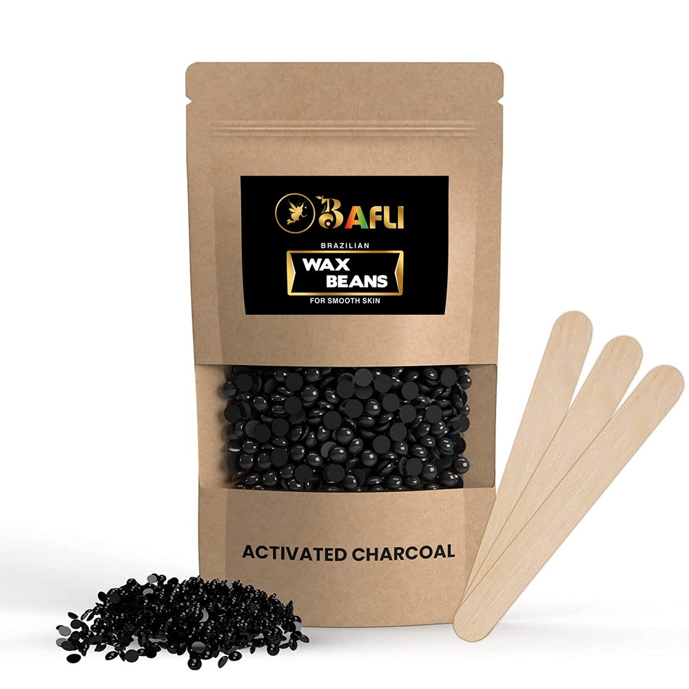 BAFLI Activated Charcoal Hard Wax Beans Depilatory Wax (100gm, Black)