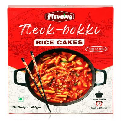 Flavoma Classic Korean Tteokbokki Rice Cakes, 400g [99% of Rice | Vacuum Pack Inside | Gluten Free | Non Gmo | Vegan | Soft and Chewy]