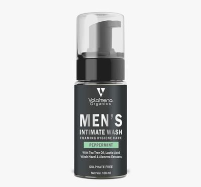 Volamena Organics Men's Intimate Wash Papermint With Tea Tree Oil & Lactic Acid For Reduce Odor & Itching, 100ml