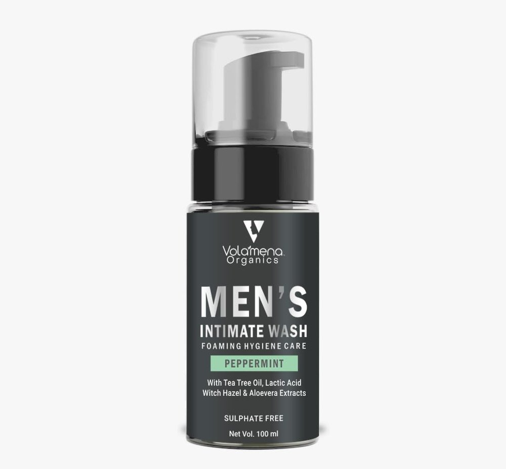 Volamena Organics Men's Intimate Wash Papermint With Tea Tree Oil & Lactic Acid For Reduce Odor & Itching, 100ml
