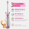 Baby Bucket Kids Electric Toothbrush for Ages 3+, IPX7 Waterproof, Rechargeable, 3 Smart Modes with Memory, Includes 3 Replacement Brush Heads-Pink) view 3