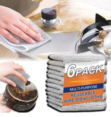 ALI CREATION Multipurpose Non Scratch Dish Wash Cloth | Scrub Pad Sponge Dishwashing Cloth Set Stainless Steel Scrubbers for Kitchen, Oven and Microwave Cleaning (6)