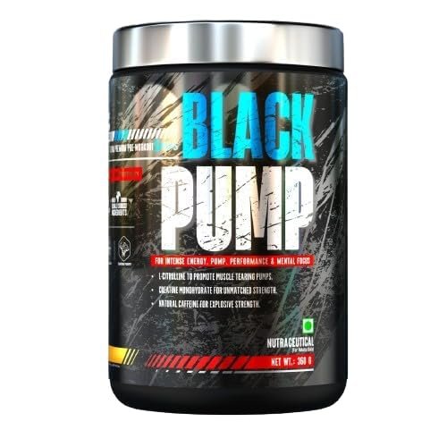 BLACK NUTRITION Extreme Pre-Workout Supplement with Beta-Alanine, Creatine, AAKG, Glutamine For Performance | Lean Muscles Building | Strength | Mental Focus | Energy Boost | Powerful Pumps | Next Generation Preworkout Formulation [30 Servings , Pine