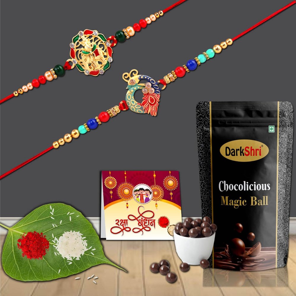 Anshri 1 * 24.P Rakhi Combo Bhai Bhabhi Rakhi Set, Rakhi for Brother Chocolate Gift Rakhi Set of 2Rakhi Combo Bhai Bhabhi Rakhi Set, Rakhi for Brother Chocolate Gift Rakhi Set of 2