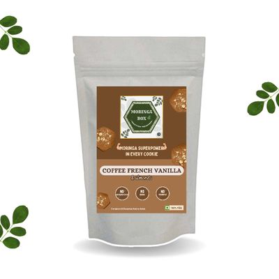 Moringa Box Coffee French Vanilla & Almond Cookies, Breakfast Cookie, Enriched with Moringa Leaves, 100% Natural, Whole Wheat, Buckwheat, No Maida, Homemade & Handcrafted Premium Cookies, Vegetarian, Gifting Pack, 90g Pack