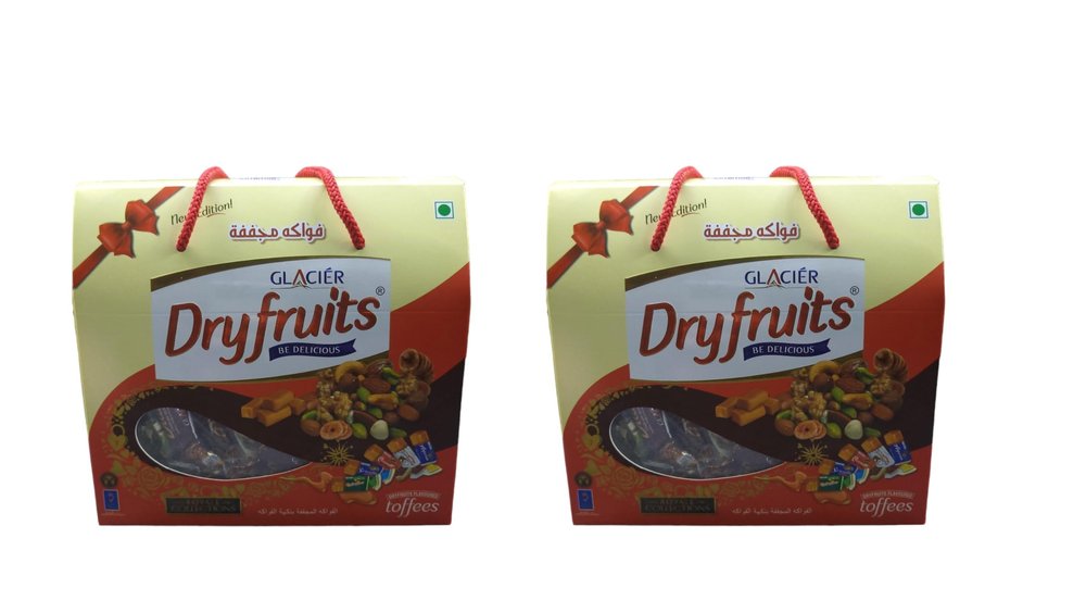 Glacier Dry fruit Gourmet Toffee | Soft and Tasty Dryfruit Flavoured Toffees | Almond Toffee | Healthy & Tasty Toffees | Purse Gift Pack of 2/50 pcs x2 / 325gmsx2