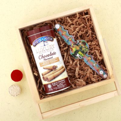 SFU E Com Premium Rakhi With Premium Chocolate Gift | Rakhi Chocolate Gift Pack | White Castle Chocolate | 40