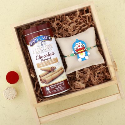 SFU E Com Premium Chocolate, Designer Rakhi And Tilak Material All In 1 Combo | Rakhi Chocolate Gift Pack | White Castle Chocolate | 48