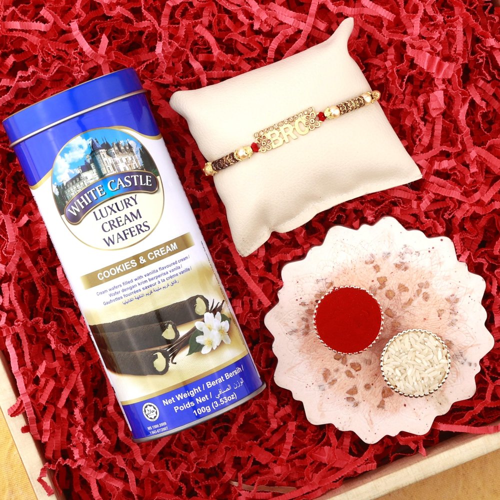SFU E Com Gourmet Chocolates and Artisan Rakhi Set Raksha Bandhan Gift | White Castle Chocolates With Rakhi | Rakhi Chocolate For Brother | 26