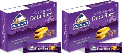 Deemah Dates Bars Delicious Biscuits Filled With Luscious Date Fruit 15 Bar Each Box Making It A Perfect Snack For Any Time Of The Day Each Box 375gm (Pack Of 2)