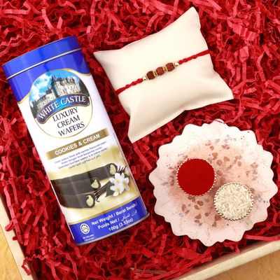 SFU E Com Chocolates and Traditional Rakhi Box Delightful Sibling Bonding | White Castle Chocolates With Rakhi | Rakhi Chocolate For Brother | 17