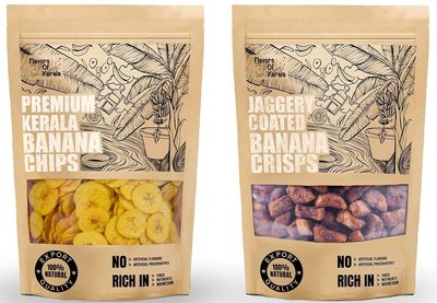 FLAVORS OF KERALA (FOK) - Onam Special Combo | Kerala Banana Chips In Coconut Oil (300 GM) & Jaggery Coated Banana Chips (Sharkara Upperi) (300 GM) |