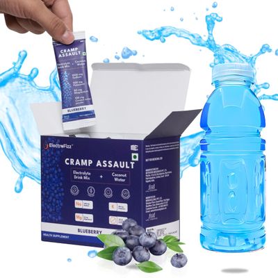 Cramp A-salt Electrolyte Powder Mix | Sodium, Potassium, Magnesium, Coconut Water Powder | Zero Sugar| Endurance Electrolytes|Hydration Multiplier (30 Sticks, Blueberry)