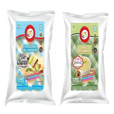 Am 2 Pm - Mint Mayonnaise and Thousand Island Multipurpose Creamy Sauce For Burgers, Sandwiches Salad Dressing, Veg Non Veg Fried Snack Wraps & Rolls Hot Dog Momos - 1Kg each