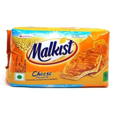 Kten SINCE 1984 TASTY FOOD... HEALTHY MOOD! Malkist Cheese Flavoured Cracker Biscuits(Family Pack)-144G(Pack Of 30)